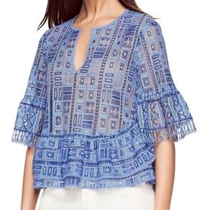 BCBGMaxAzria Blue Patterned Top